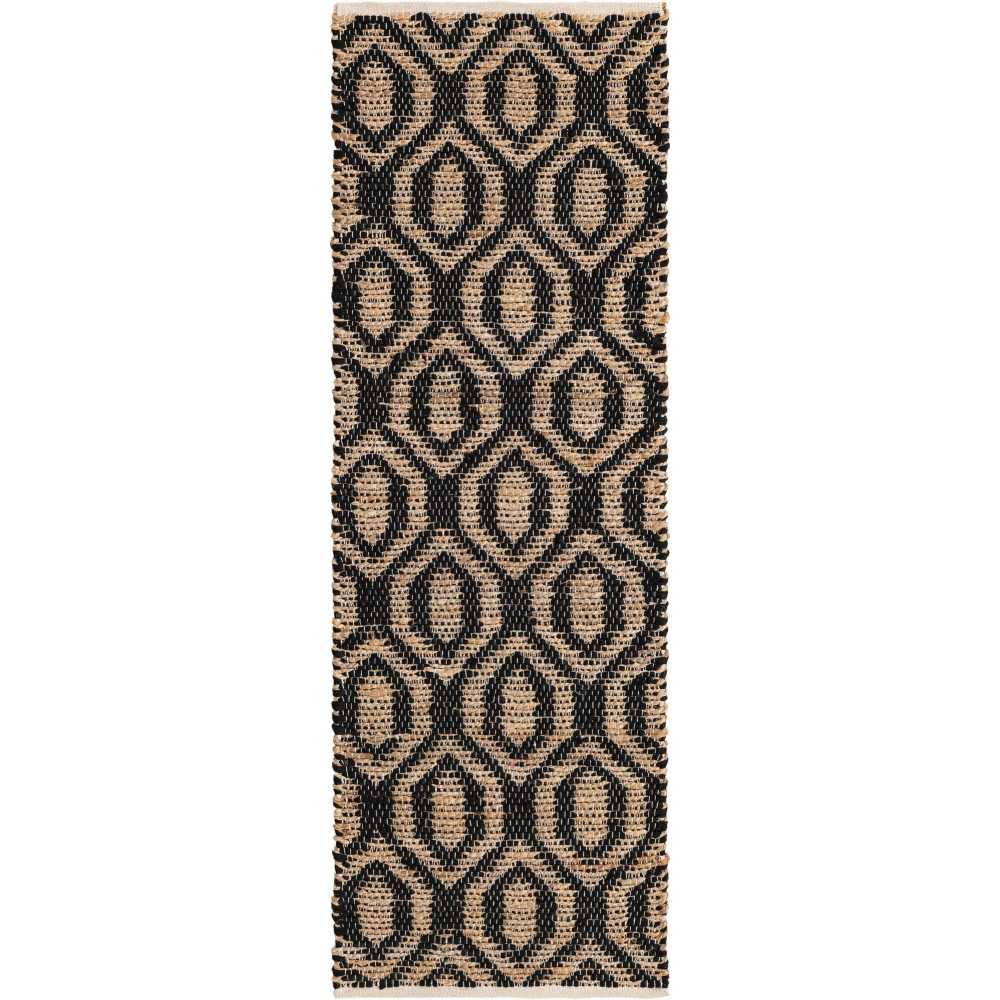 Rug Unique Loom Chindi Jute Black Runner 2' 2 x 6' 0