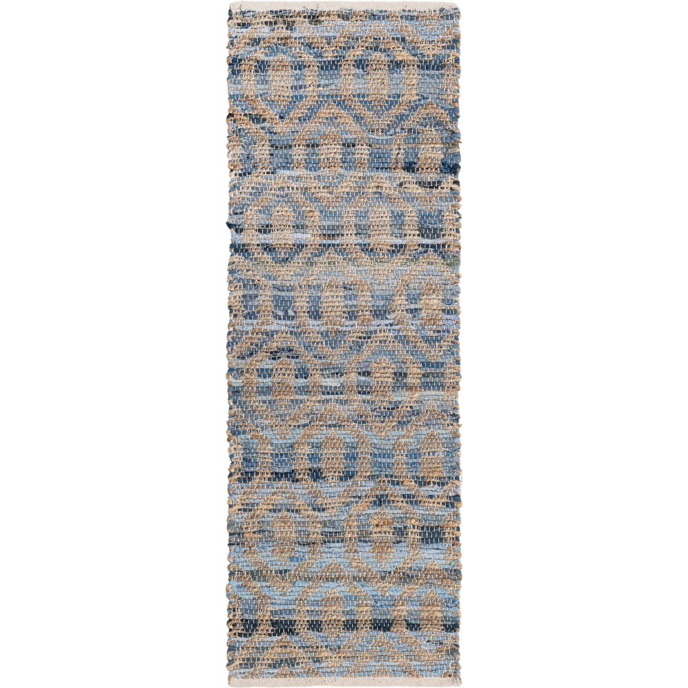 Rug Unique Loom Chindi Jute Blue Runner 2' 2 x 6' 0