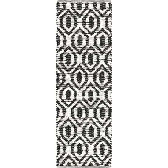 Rug Unique Loom Chindi Jute White/Black Runner 2' 2 x 6' 0