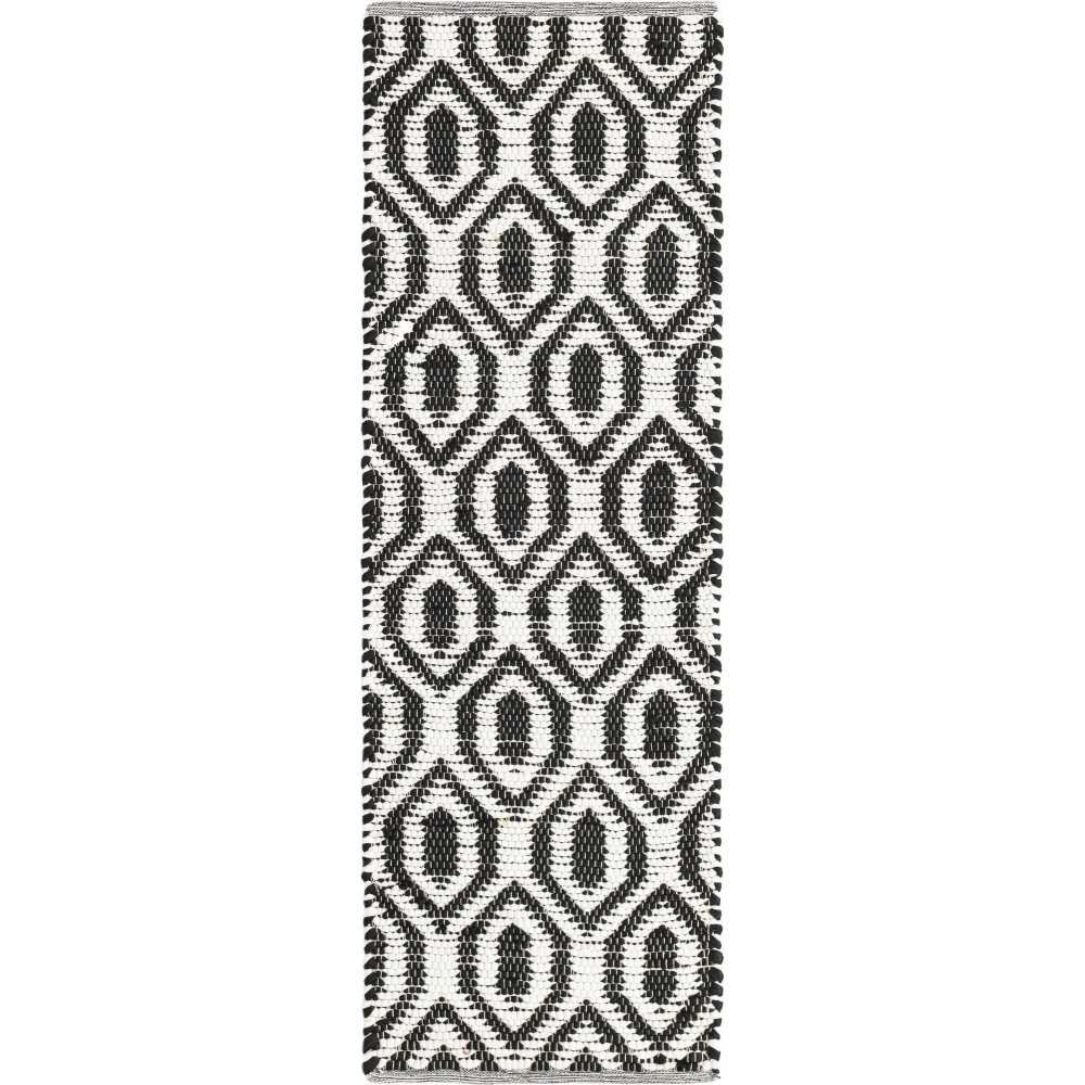 Rug Unique Loom Chindi Jute White/Black Runner 2' 2 x 6' 0