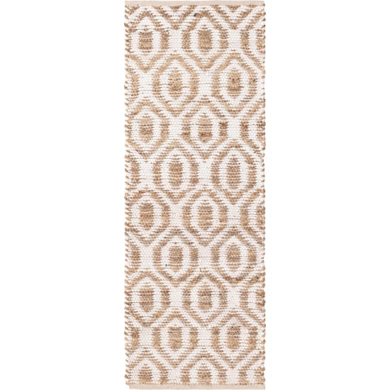 Rug Unique Loom Chindi Jute White/Natural Runner 2' 2 x 6' 0