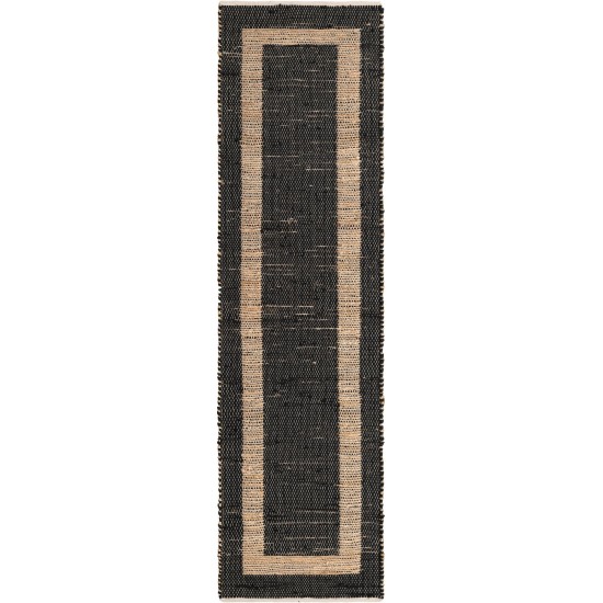 Rug Unique Loom Chindi Jute Black Runner 2' 7 x 10' 0