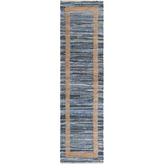 Rug Unique Loom Chindi Jute Navy Blue Runner 2' 7 x 10' 0