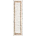 Rug Unique Loom Chindi Jute White/Natural Runner 2' 7 x 10' 0