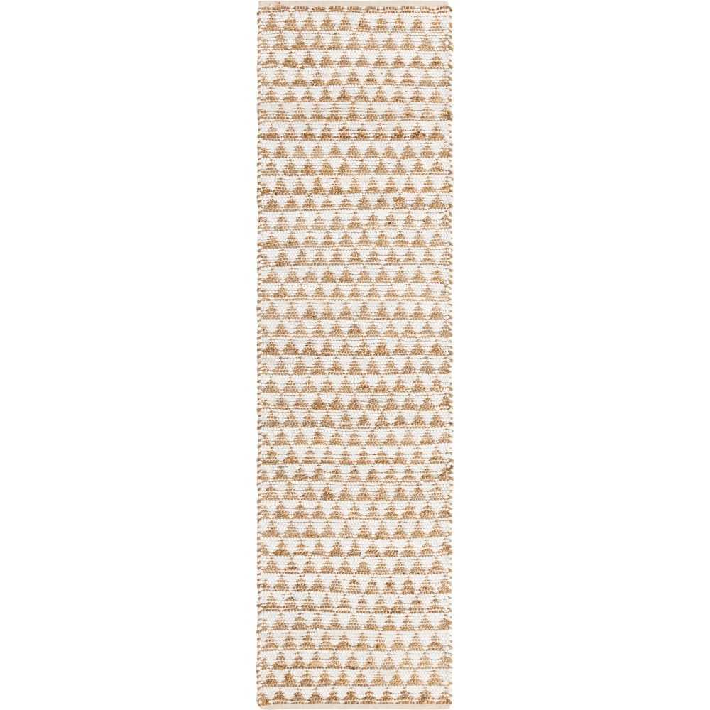 Rug Unique Loom Chindi Jute White/Natural Runner 2' 7 x 10' 0