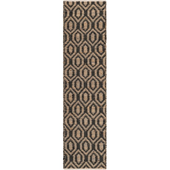 Rug Unique Loom Chindi Jute Black Runner 2' 7 x 10' 0