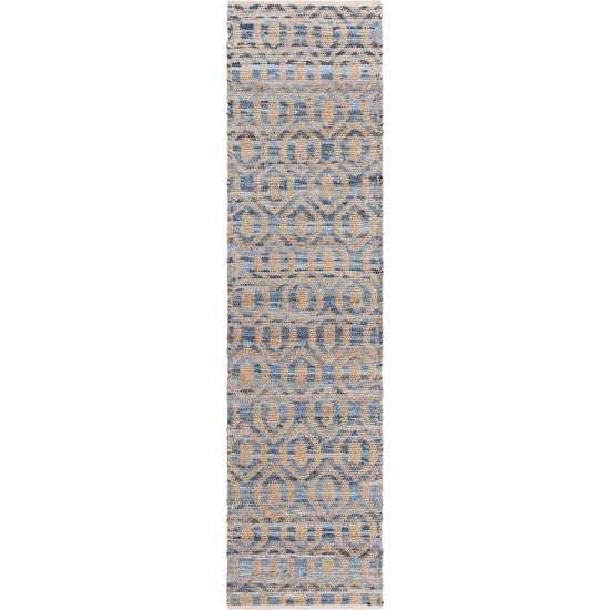 Rug Unique Loom Chindi Jute Blue Runner 2' 7 x 10' 0