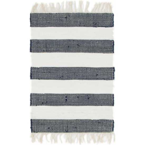 Rug Unique Loom Chindi Rag Navy Blue Rectangular 2' 0 x 3' 0