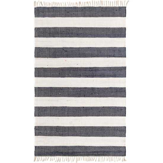 Rug Unique Loom Chindi Rag Navy Blue Rectangular 5' 0 x 8' 0