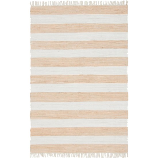 Rug Unique Loom Chindi Rag Beige Rectangular 6' 0 x 9' 0