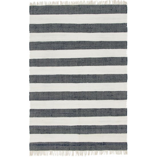 Rug Unique Loom Chindi Rag Navy Blue Rectangular 6' 0 x 9' 0