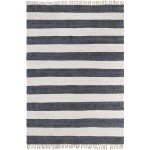 Rug Unique Loom Chindi Rag Navy Blue Rectangular 7' 0 x 10' 0