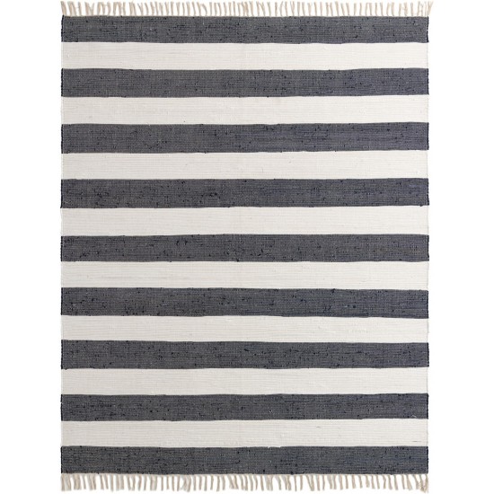 Rug Unique Loom Chindi Rag Navy Blue Rectangular 8' 0 x 10' 0