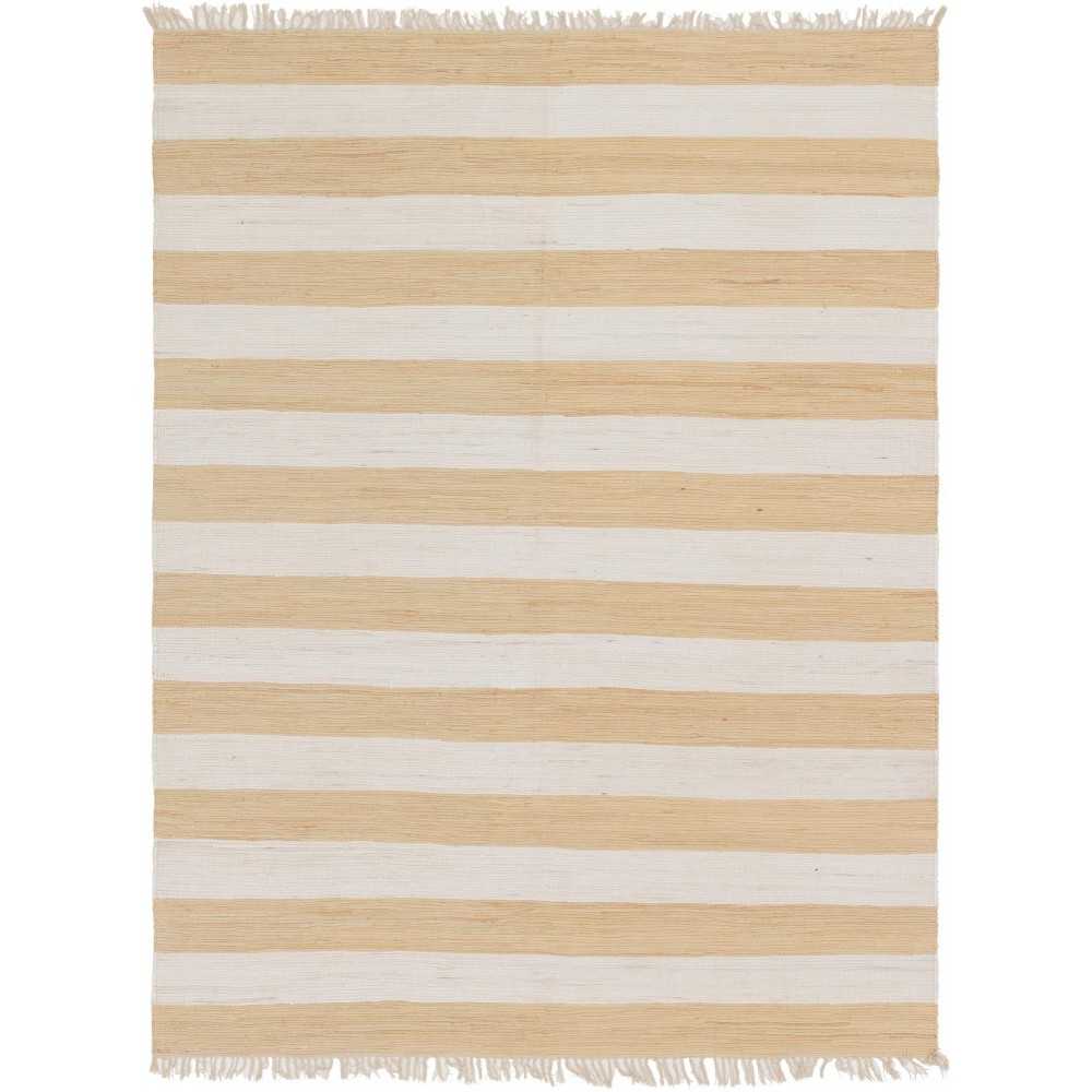 Rug Unique Loom Chindi Rag Beige Rectangular 9' 0 x 12' 0