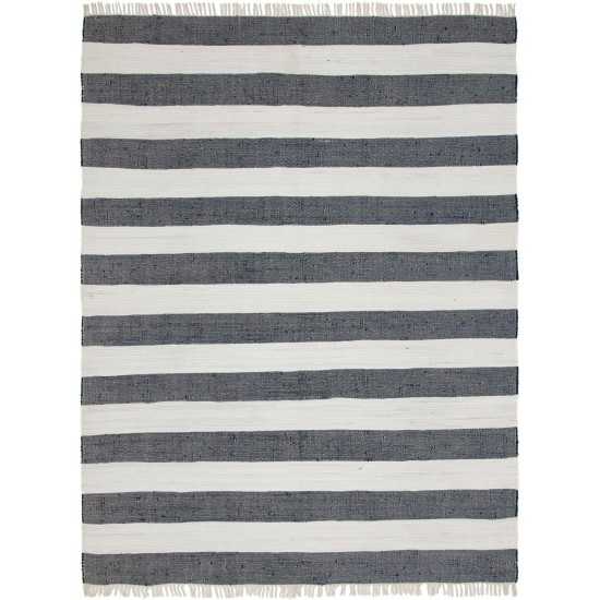 Rug Unique Loom Chindi Rag Navy Blue Rectangular 9' 0 x 12' 0