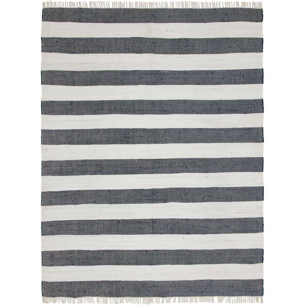 Rug Unique Loom Chindi Rag Navy Blue Rectangular 9' 0 x 12' 0