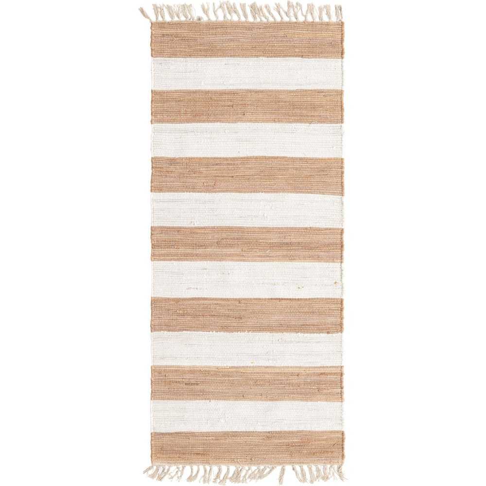 Rug Unique Loom Chindi Rag Beige Runner 2' 6 x 6' 0 Rug Unique Loom Chindi Rag Beige Runner 2' 6 x 6' 0