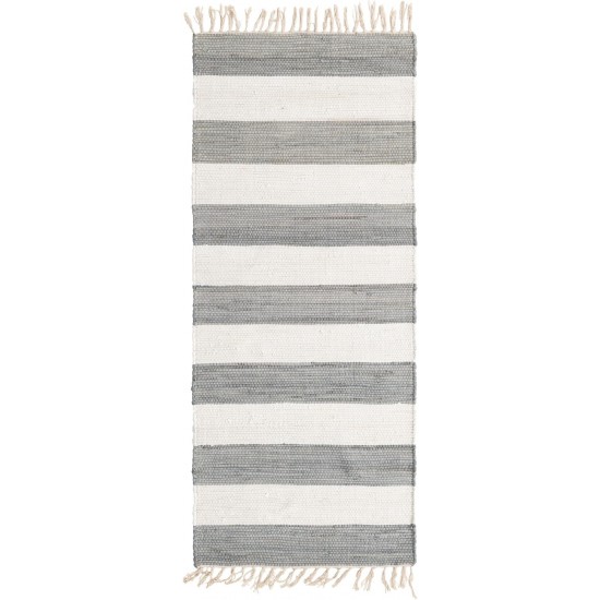 Rug Unique Loom Chindi Rag Gray Runner 2' 6 x 6' 0