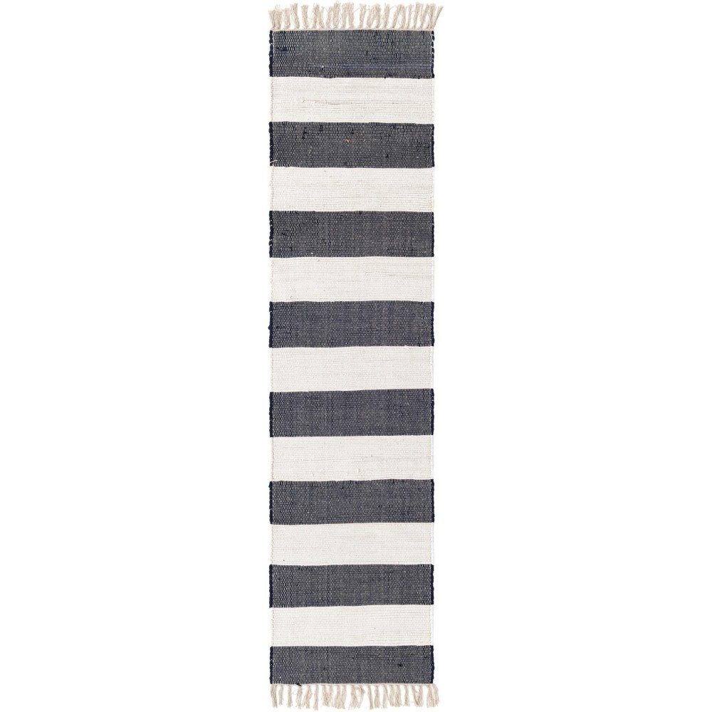 Rug Unique Loom Chindi Rag Navy Blue Runner 2' 2 x 8' 0