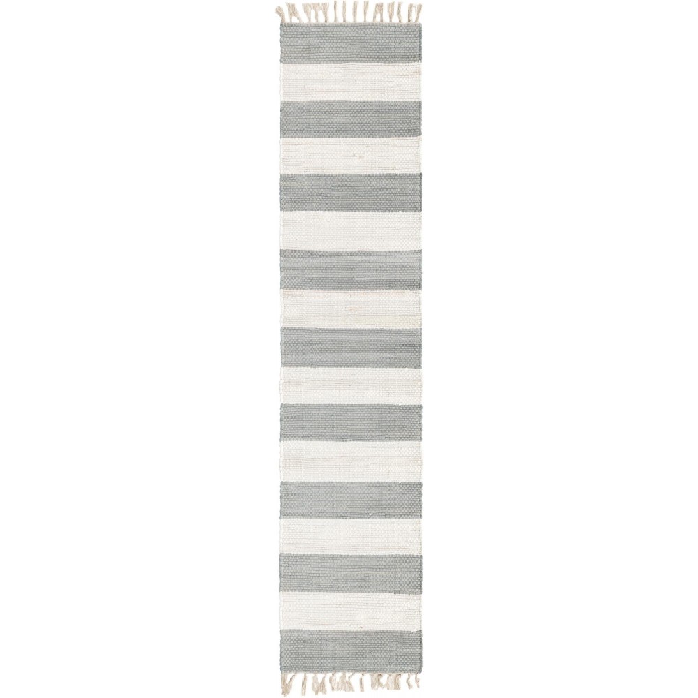 Rug Unique Loom Chindi Rag Gray Runner 2' 2 x 10' 0