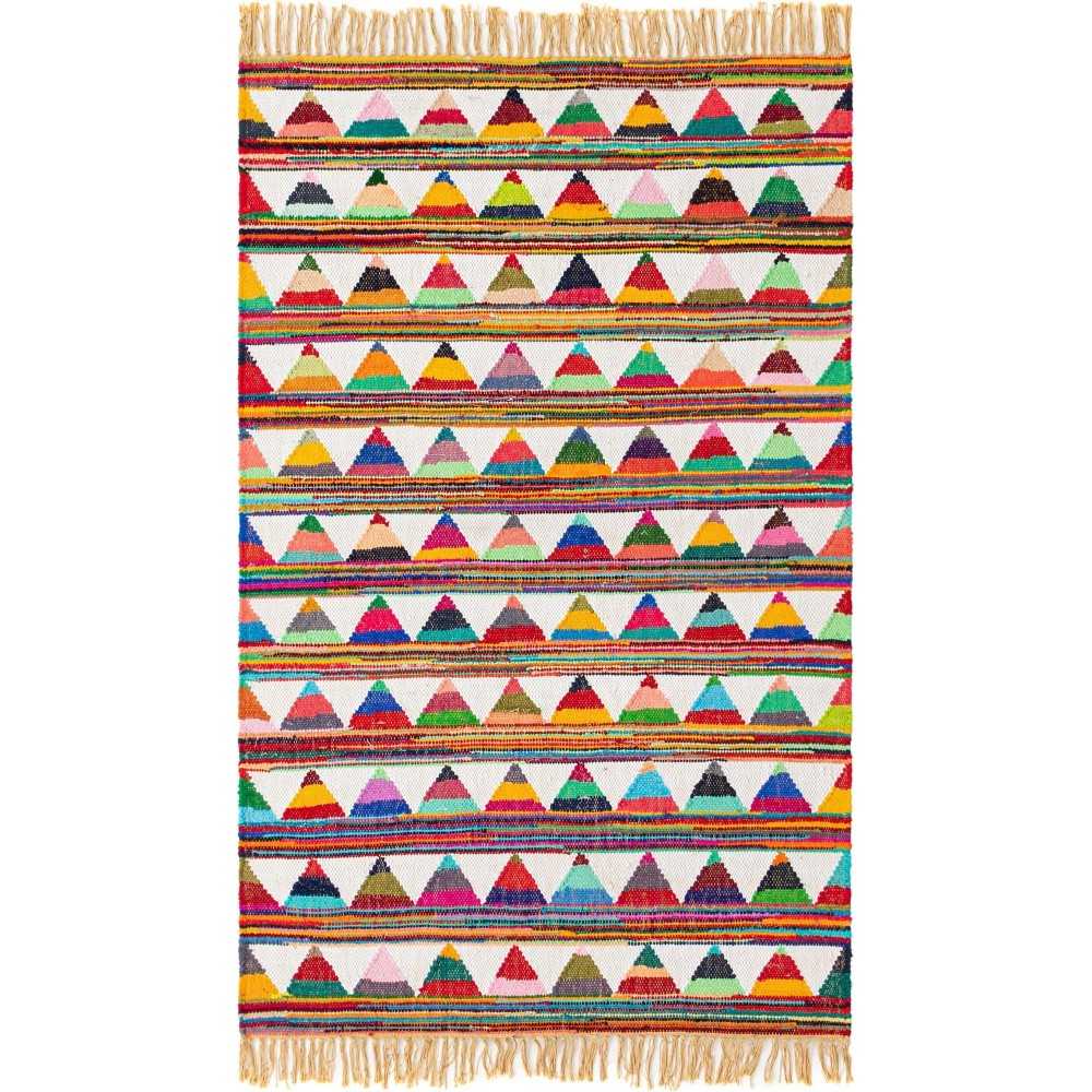 Rug Unique Loom Chindi Trellis Multi Rectangular 4' 0 x 6' 0
