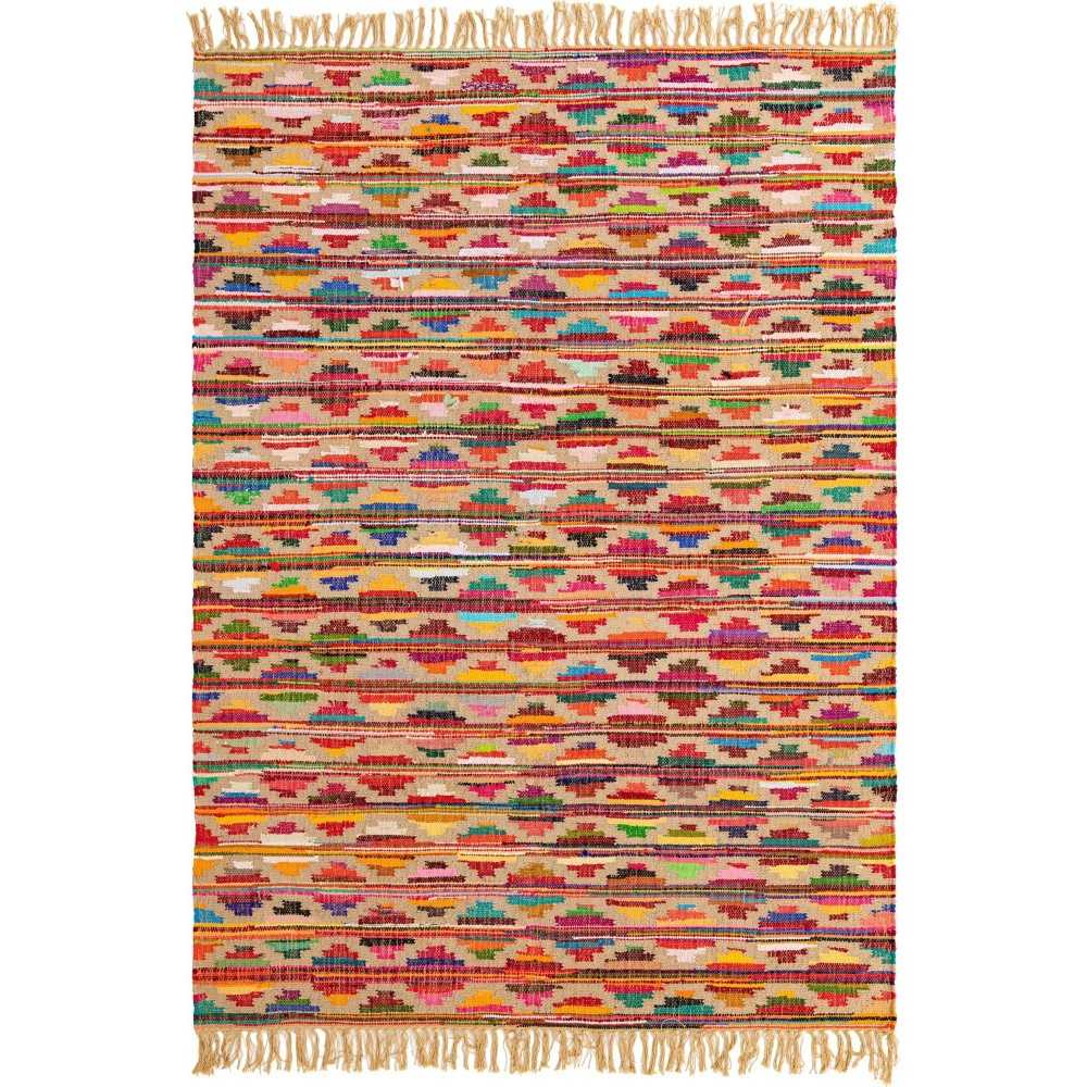 Rug Unique Loom Chindi Trellis Multi Rectangular 7' 0 x 10' 0