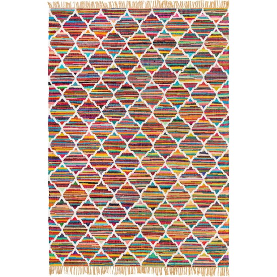 Rug Unique Loom Chindi Trellis Multi Rectangular 8' 0 x 11' 0