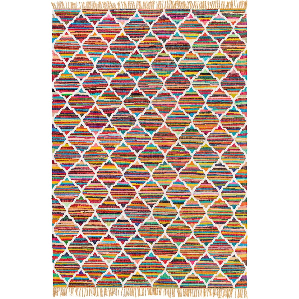 Rug Unique Loom Chindi Trellis Multi Rectangular 8' 0 x 11' 0