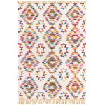 Rug Unique Loom Chindi Trellis Ivory Rectangular 8' 0 x 11' 0