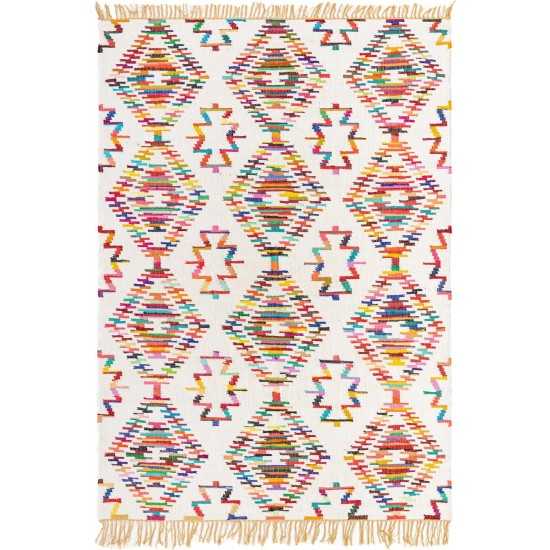 Rug Unique Loom Chindi Trellis Ivory Rectangular 8' 0 x 11' 0