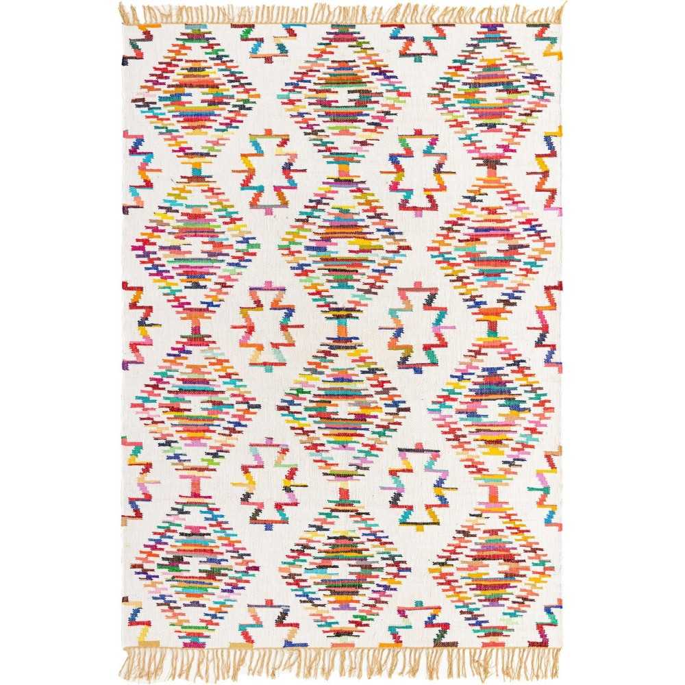 Rug Unique Loom Chindi Trellis Ivory Rectangular 8' 0 x 11' 0