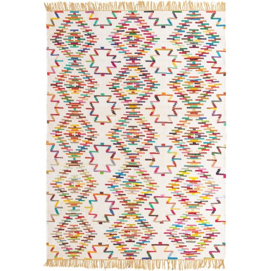 Rug Unique Loom Chindi Trellis Ivory Rectangular 9' 0 x 12' 0