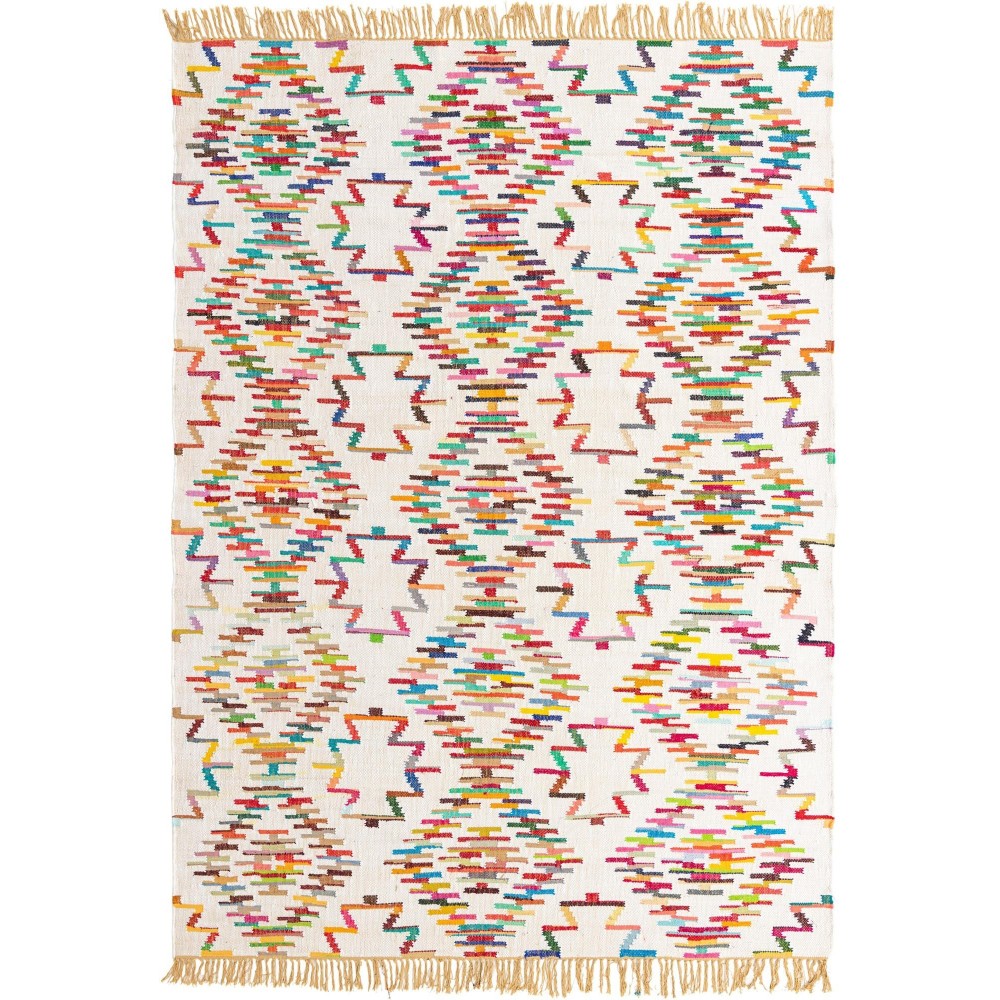 Rug Unique Loom Chindi Trellis Ivory Rectangular 9' 0 x 12' 0