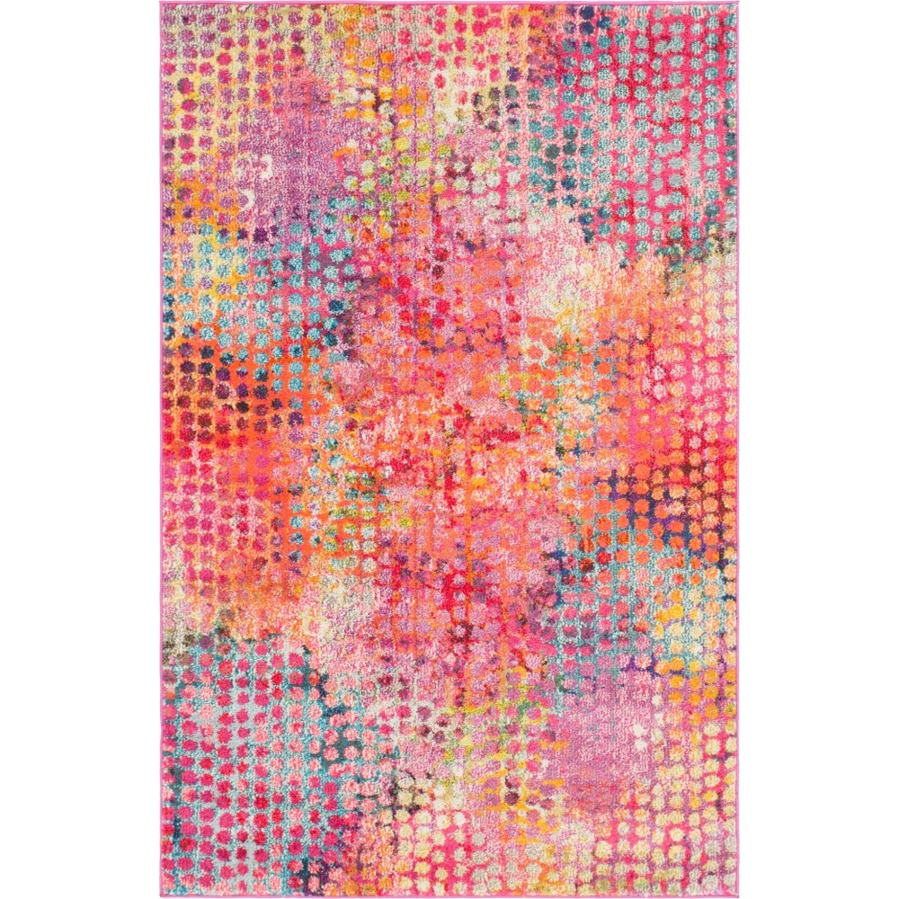 Rug Unique Loom Chromatic Multi/Pink Rectangular 4' 0 x 6' 0 Rug Unique Loom Chromatic Multi/Pink Rectangular 4' 0 x 6' 0