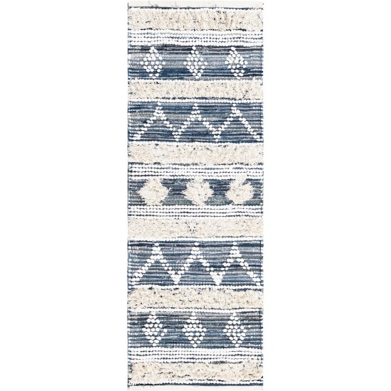 Rug Unique Loom Cotton Chindi Ivory Runner 2' 2 x 6' 0