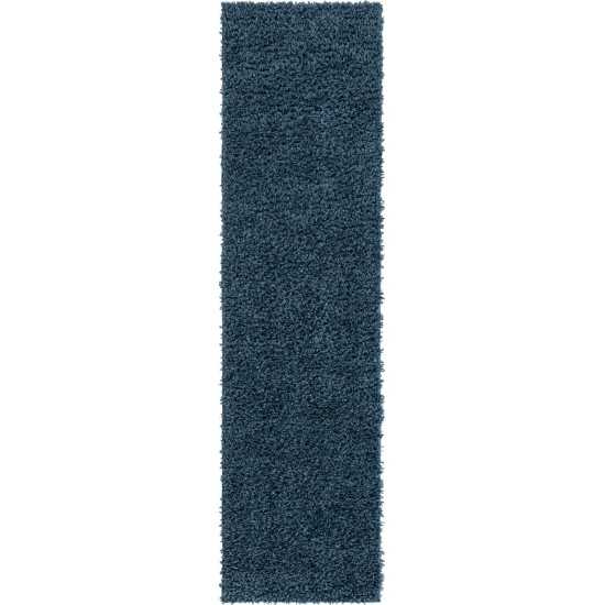 Rug Unique Loom Davos Shag Marine Blue Runner 2' 0 x 8' 0