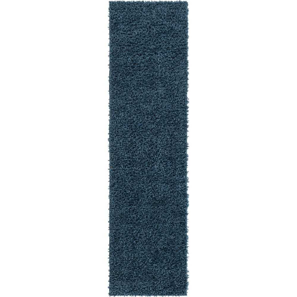 Rug Unique Loom Davos Shag Marine Blue Runner 2' 0 x 8' 0