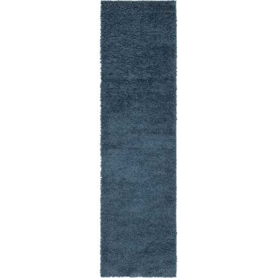 Rug Unique Loom Davos Shag Marine Blue Runner 2' 7 x 10' 0