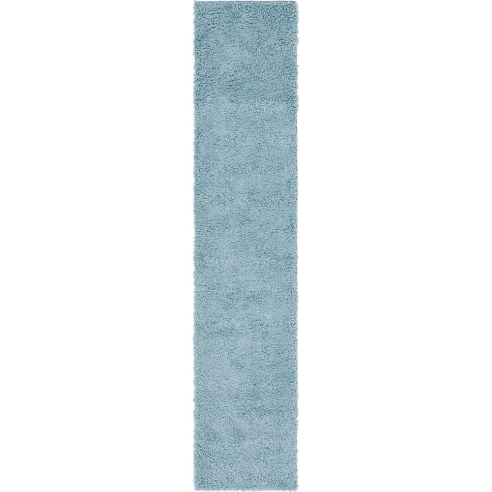 Rug Unique Loom Davos Shag Aqua Runner 2' 7 x 13' 0