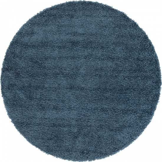 Rug Unique Loom Davos Shag Marine Blue Round 4' 0 x 4' 0