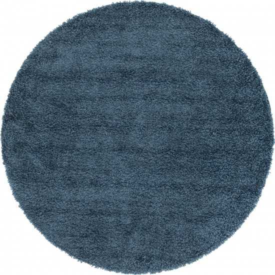 Rug Unique Loom Davos Shag Marine Blue Round 6' 0 x 6' 0