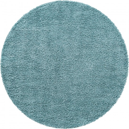 Rug Unique Loom Davos Shag Aqua Round 6' 0 x 6' 0