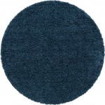 Rug Unique Loom Davos Shag Marine Blue Round 6' 7 x 6' 7