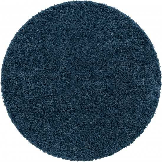 Rug Unique Loom Davos Shag Marine Blue Round 6' 7 x 6' 7