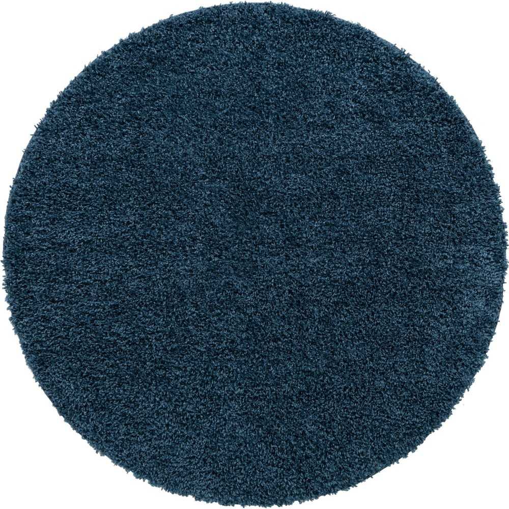 Rug Unique Loom Davos Shag Marine Blue Round 6' 7 x 6' 7