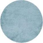 Rug Unique Loom Davos Shag Aqua Round 6' 7 x 6' 7