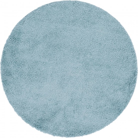 Rug Unique Loom Davos Shag Aqua Round 6' 7 x 6' 7