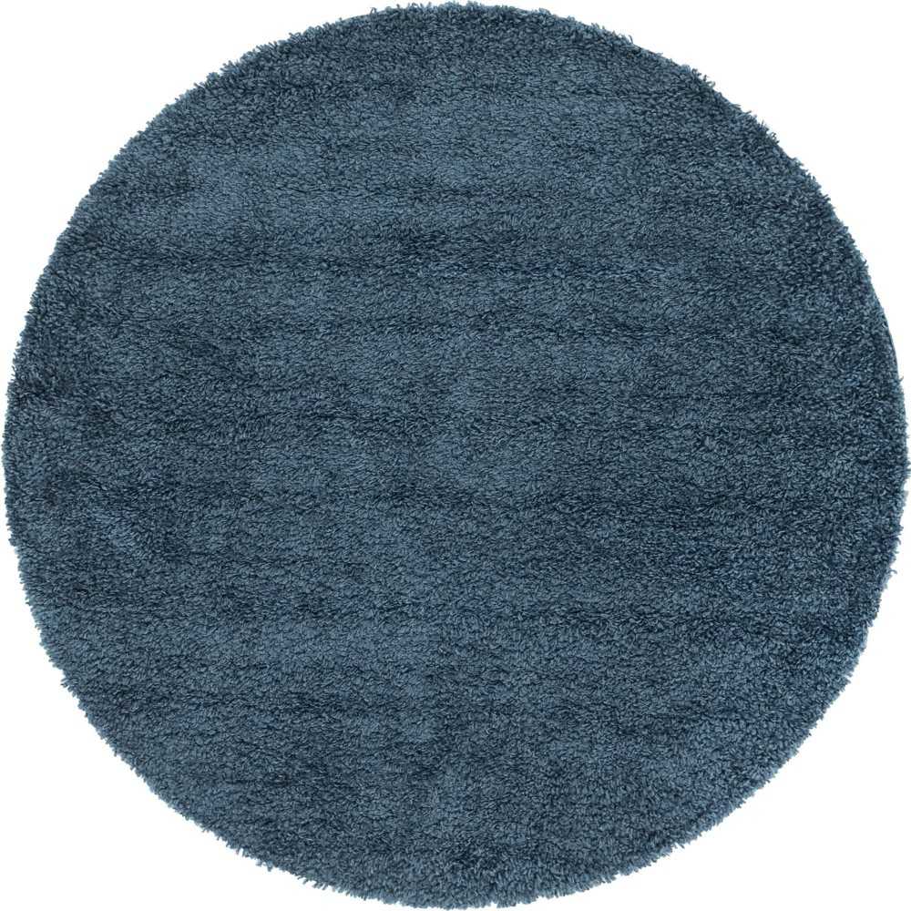 Rug Unique Loom Davos Shag Marine Blue Round 8' 0 x 8' 0