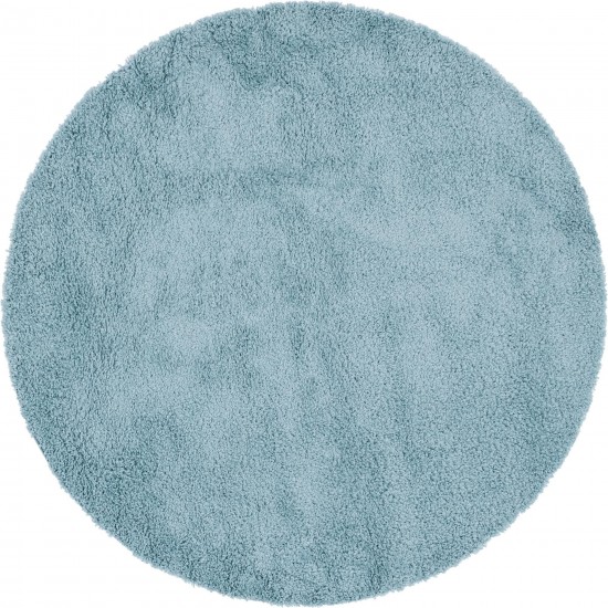 Rug Unique Loom Davos Shag Aqua Round 8' 0 x 8' 0