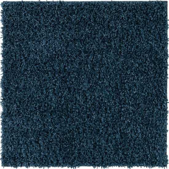 Rug Unique Loom Davos Shag Marine Blue Square 3' 3 x 3' 3